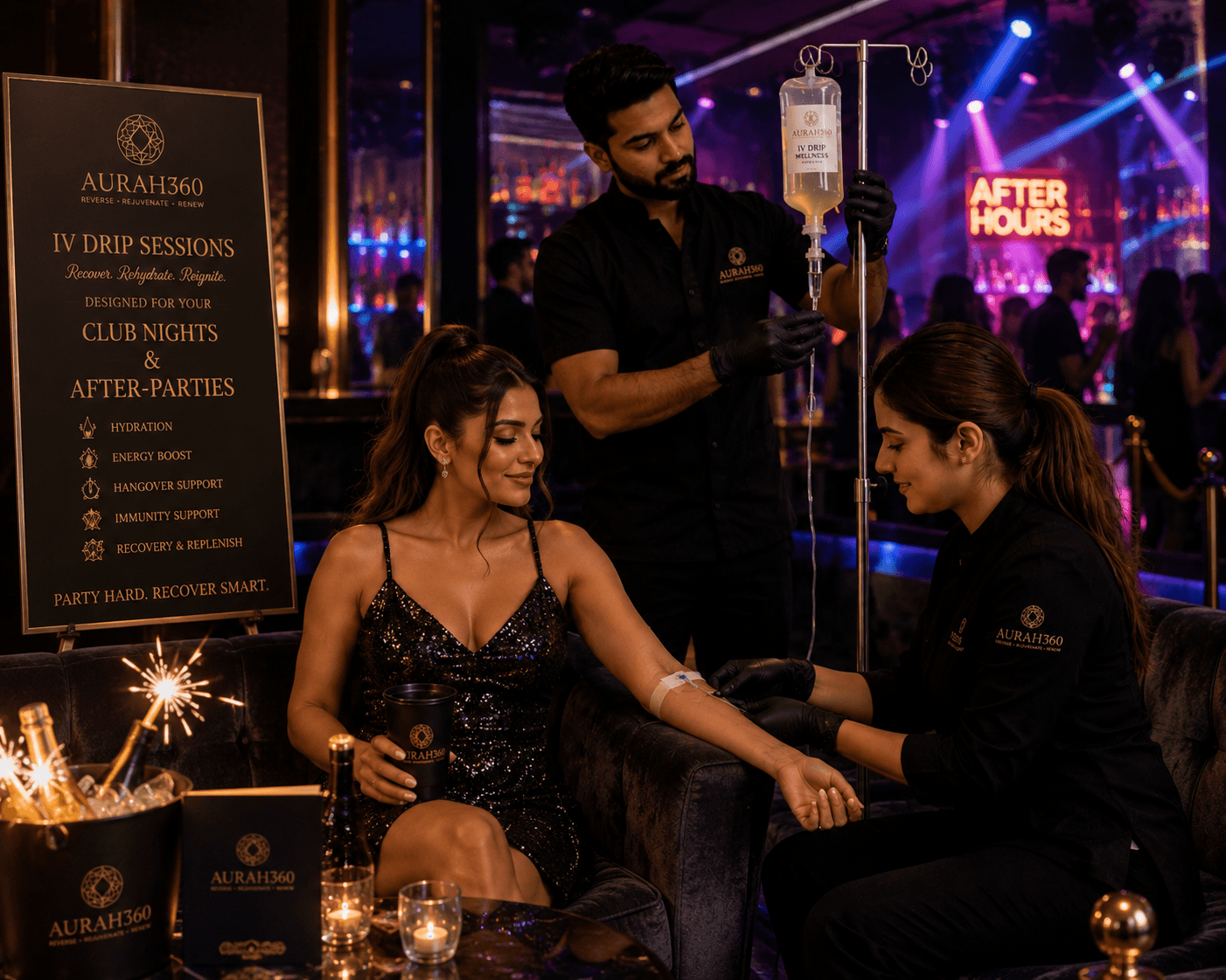 Clubs & After-Parties — on-site IV drip lounge