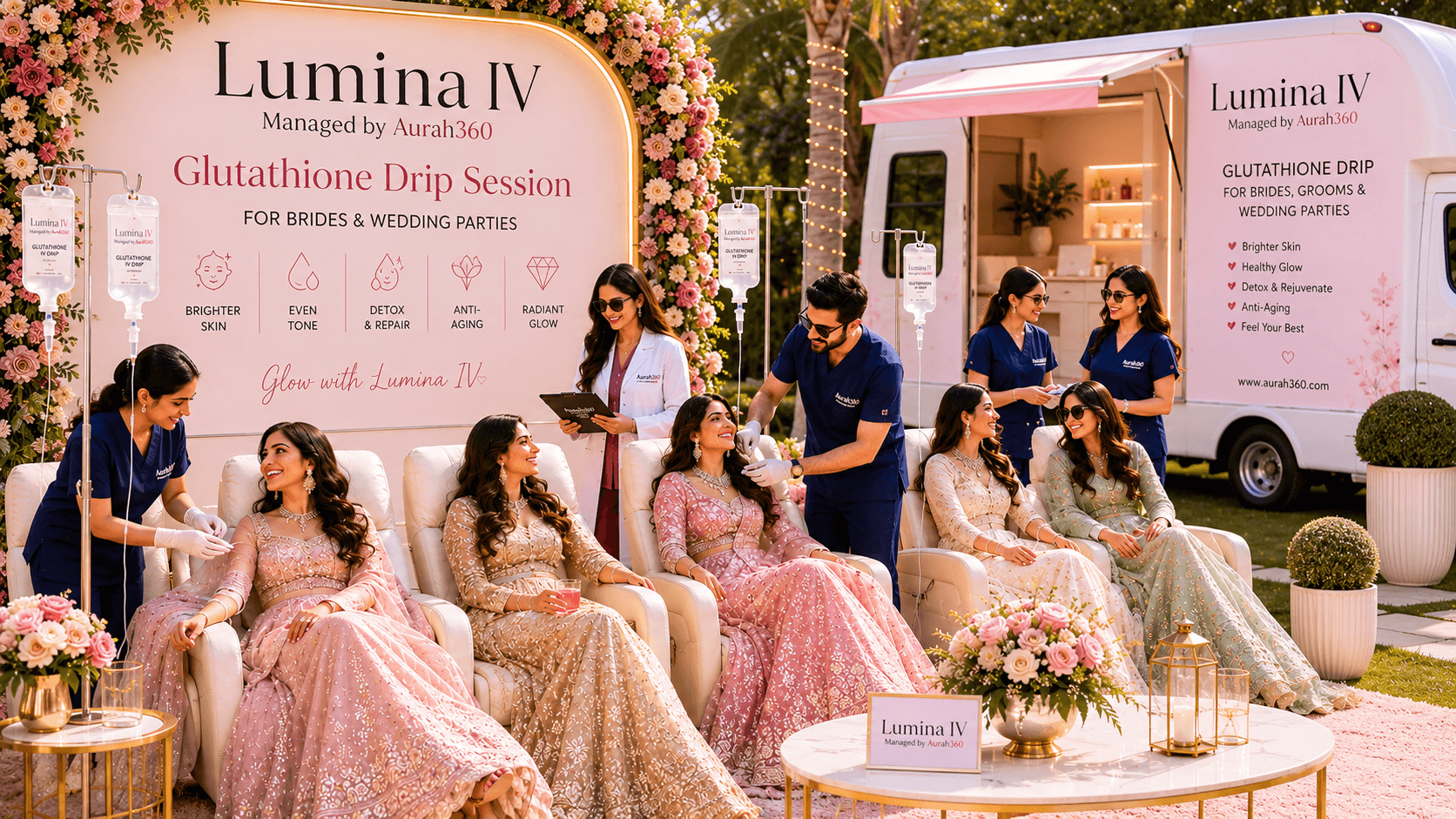 Lumina IV glutathione drip session for brides and wedding parties